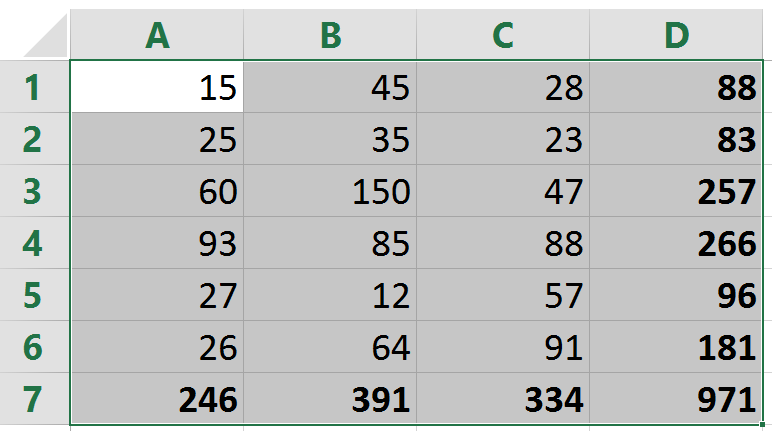Excel Sum Results