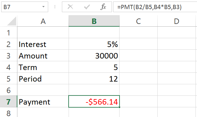 Excel Figure 5 Formula Results